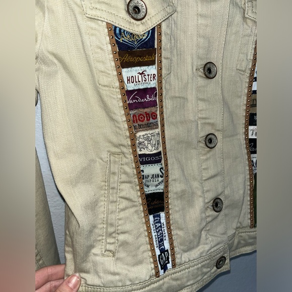 UNIQUE Merona brand size XS tan jean jacket with brand tags handmade - Picture 7 of 8